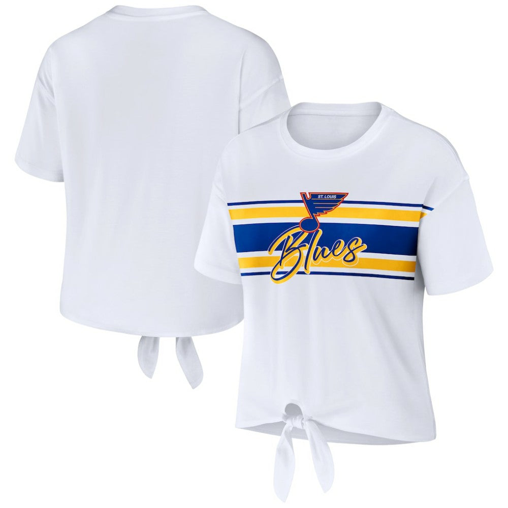 St. Louis Blues WEAR by Erin Andrews Women's Front Knot T-Shirt - White - NHL