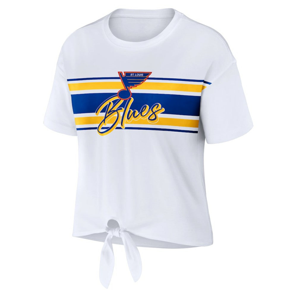 St. Louis Blues WEAR by Erin Andrews Women's Front Knot T-Shirt - White - NHL