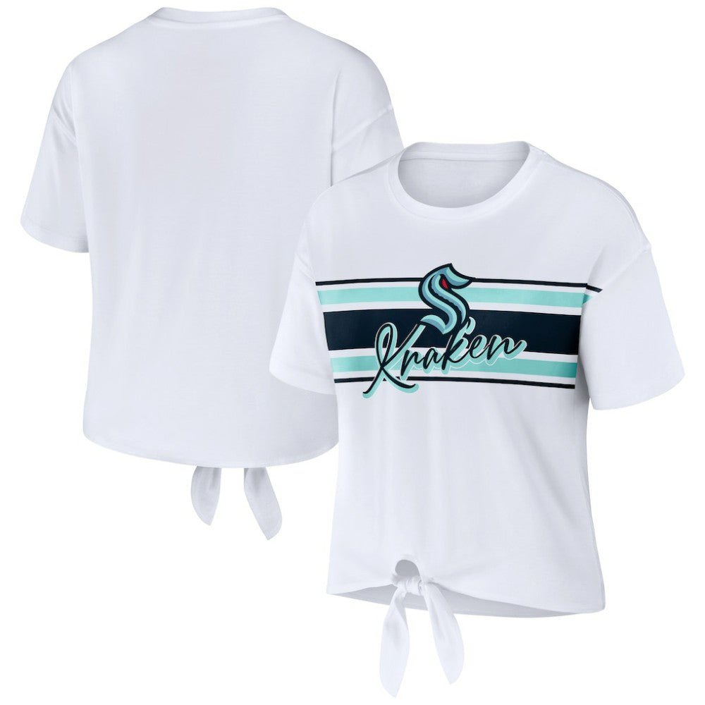 Seattle Kraken WEAR by Erin Andrews Women's Front Knot T-Shirt - White - NHL