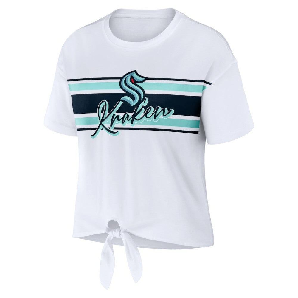 Seattle Kraken WEAR by Erin Andrews Women's Front Knot T-Shirt - White - NHL
