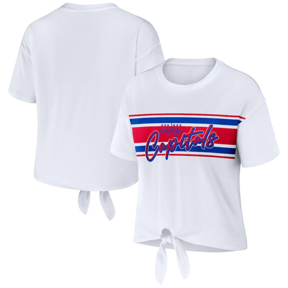 Washington Capitals WEAR by Erin Andrews Women's Front Knot T-Shirt - White - NHL