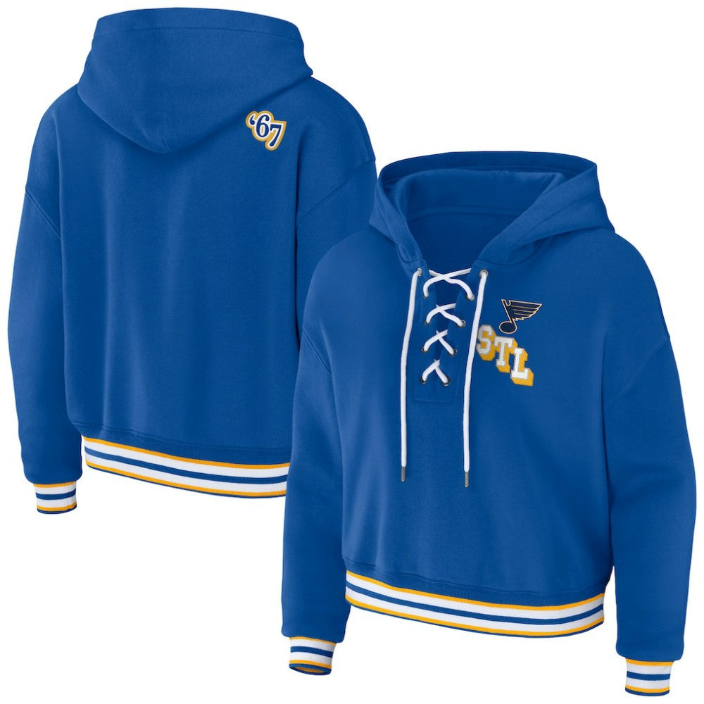 St. Louis Blues WEAR by Erin Andrews Women's Lace-Up Pullover Hoodie - Blue - NHL