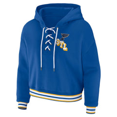 St. Louis Blues WEAR by Erin Andrews Women's Lace-Up Pullover Hoodie - Blue - NHL