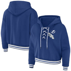 Tampa Bay Lightning WEAR by Erin Andrews Women's Lace-Up Pullover Hoodie - Blue - NHL