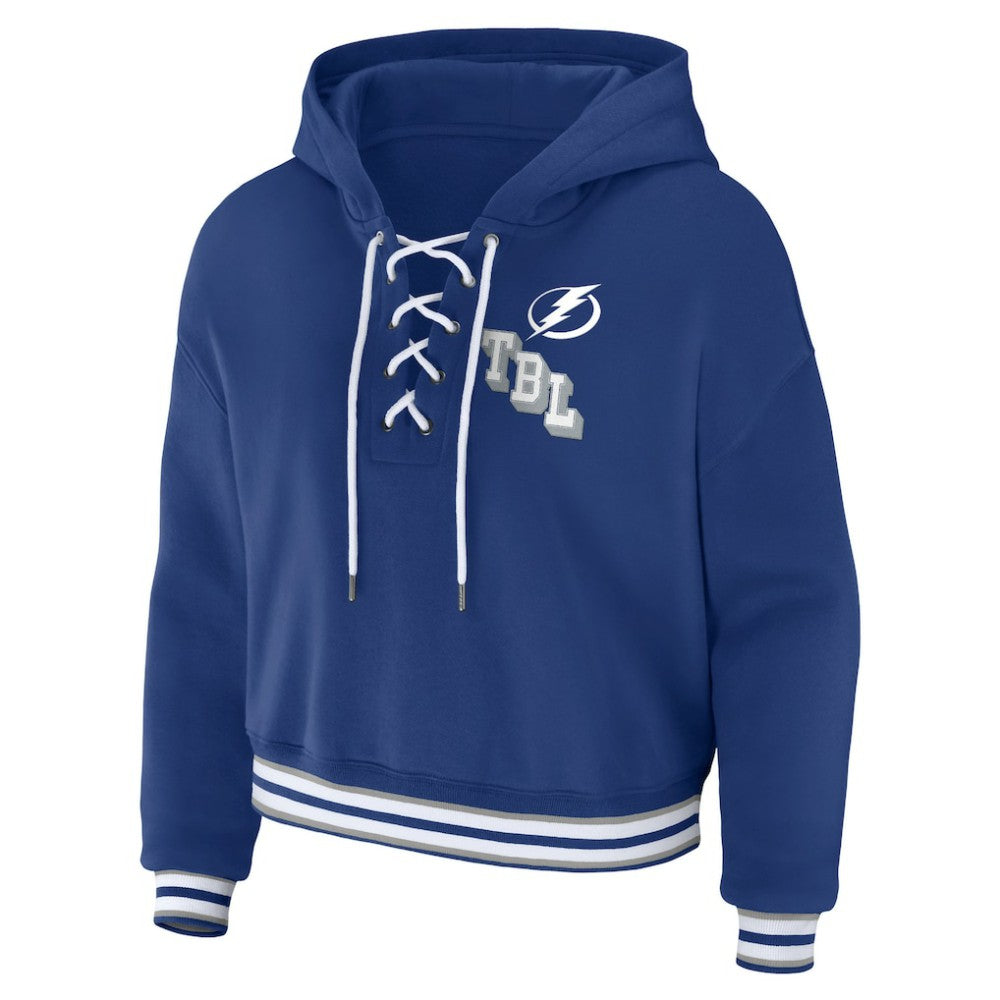 Tampa Bay Lightning WEAR by Erin Andrews Women's Lace-Up Pullover Hoodie - Blue - NHL