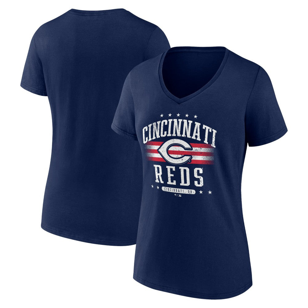 Cincinnati Reds Women's Americana Team V-Neck T-Shirt - MLB