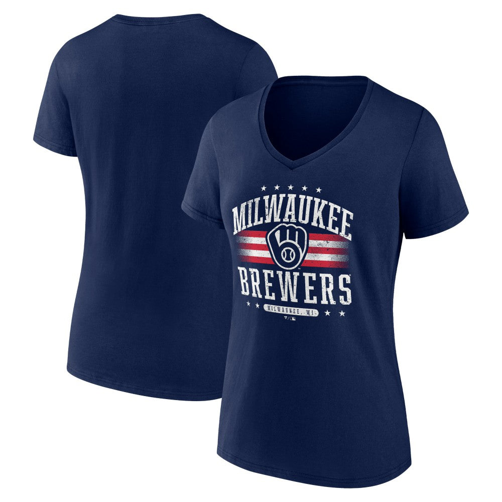 Milwaukee Brewers Women's Americana Team V-Neck T-Shirt - MLB