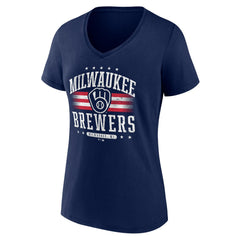 Milwaukee Brewers Women's Americana Team V-Neck T-Shirt - MLB