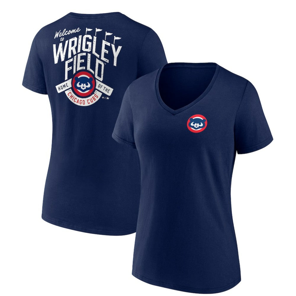 Chicago Cubs Women's Hometown Collection Wrigley V-Neck T-Shirt - MLB