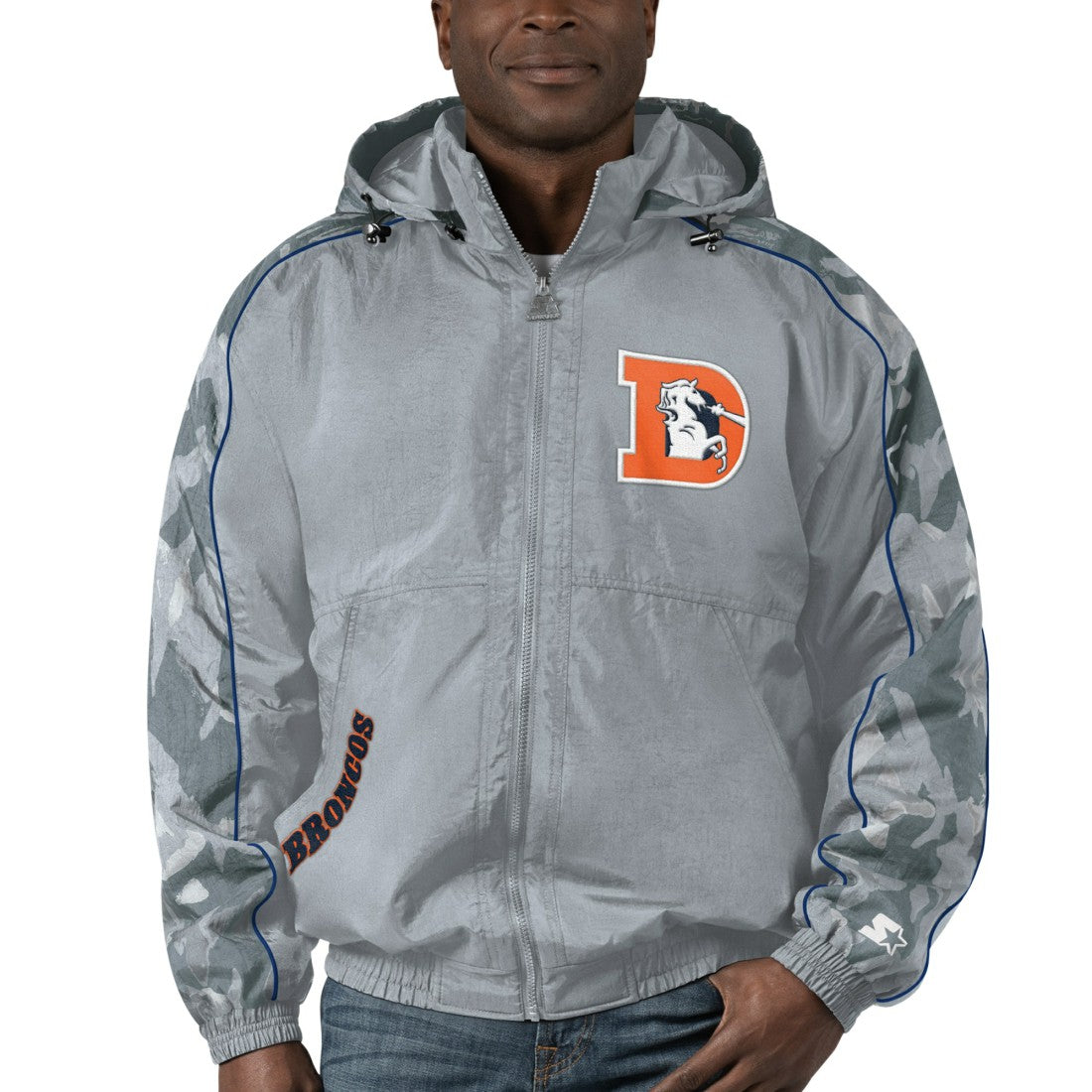 Denver Broncos Starter Thursday Night Gridiron Throwback Full-Zip Jacket Gray | NFL