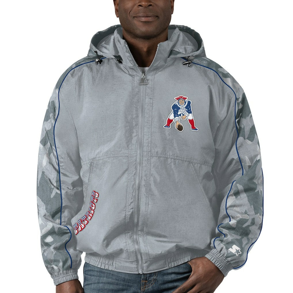 New England Patriots Starter Thursday Night Gridiron Throwback Full-Zip Jacket Gray | NFL
