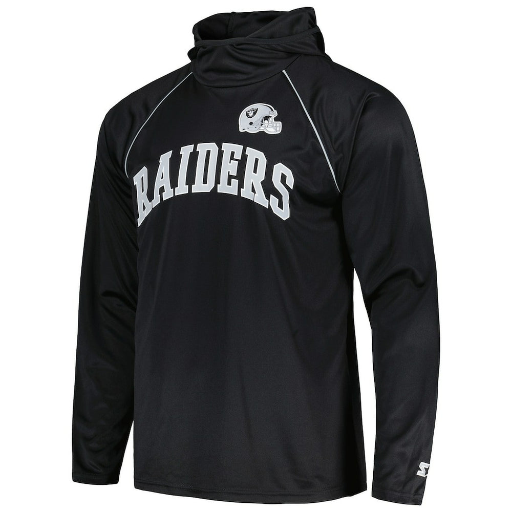 Las Vegas Raiders Starter Gridiron Classics Throwback Raglan Long Sleeve Hooded T-Shirt Black | NFL