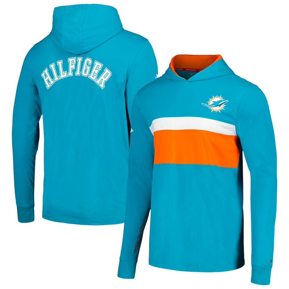 Miami Dolphins Tommy Hilfiger Morgan Long Sleeve Hoodie T-Shirt Aqua | NFL