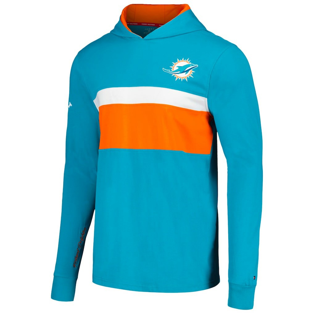 Miami Dolphins Tommy Hilfiger Morgan Long Sleeve Hoodie T-Shirt Aqua | NFL