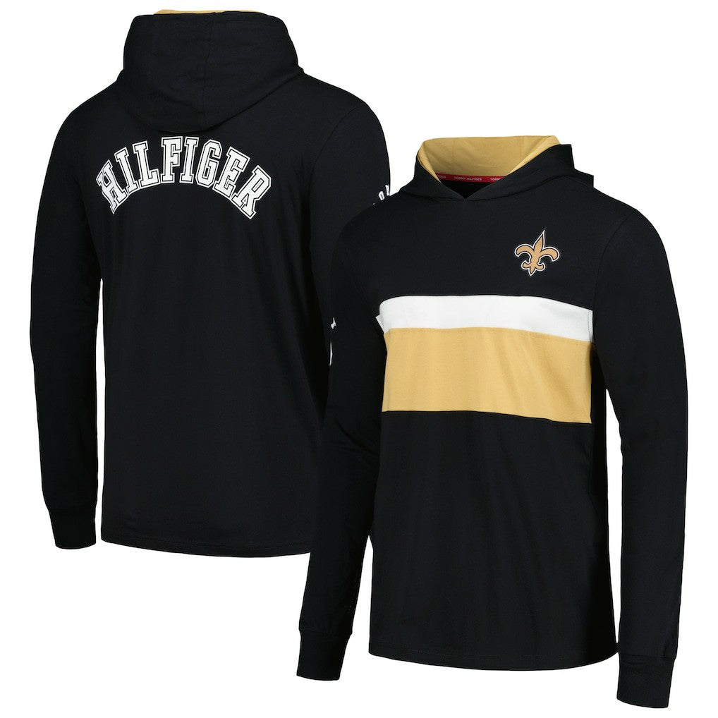 New Orleans Saints Tommy Hilfiger Morgan Long Sleeve Hoodie T-Shirt Black | NFL