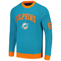 Miami Dolphins Tommy Hilfiger Reese Raglan Tri-Blend Pullover Sweatshirt Aqua | NFL
