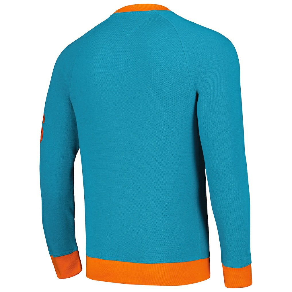 Miami Dolphins Tommy Hilfiger Reese Raglan Tri-Blend Pullover Sweatshirt Aqua | NFL