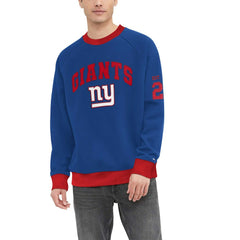 New York Giants Tommy Hilfiger Reese Raglan Tri-Blend Pullover Sweatshirt Royal | NFL