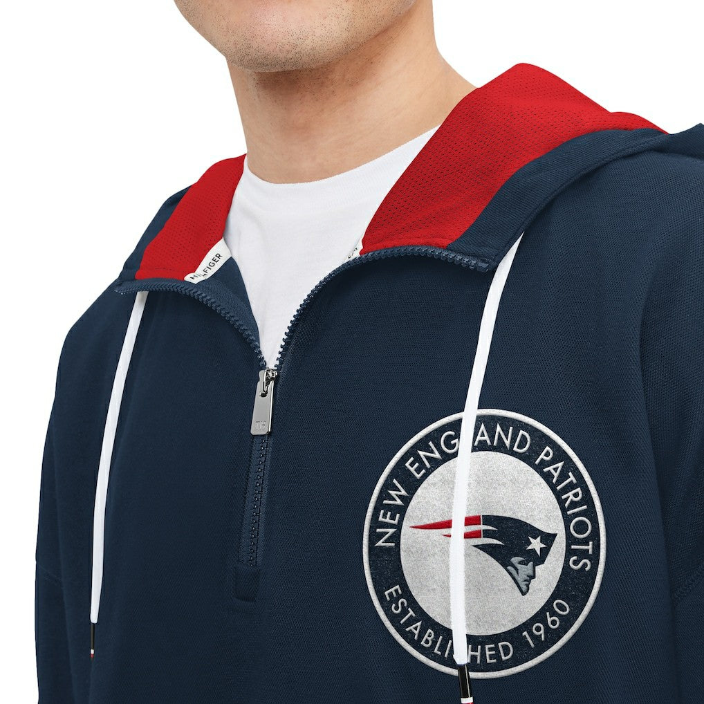 New England Patriots Tommy Hilfiger Aaron Quarter-Zip Hoodie Navy | NFL