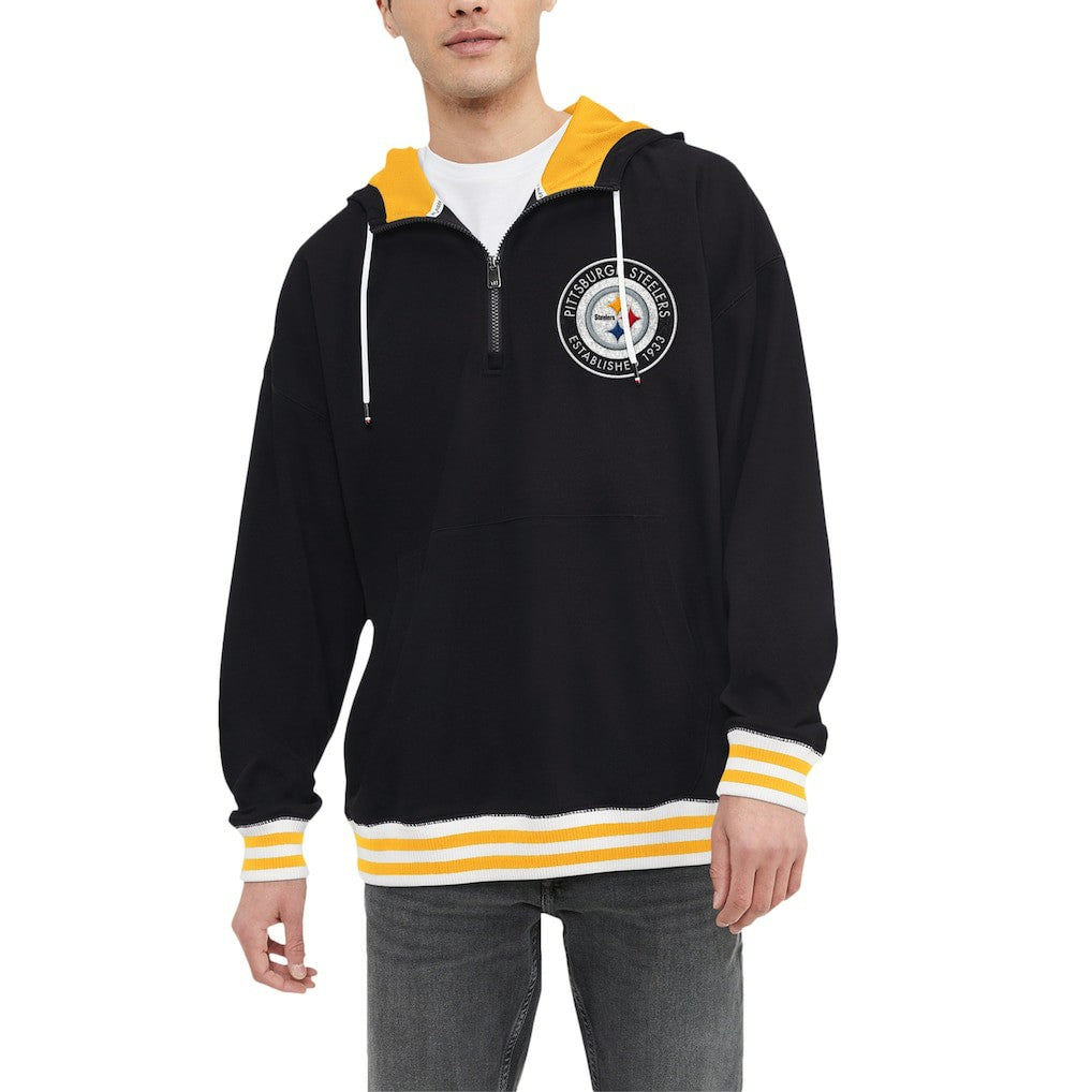 Pittsburgh Steelers Tommy Hilfiger Aaron Quarter-Zip Hoodie Black | NFL