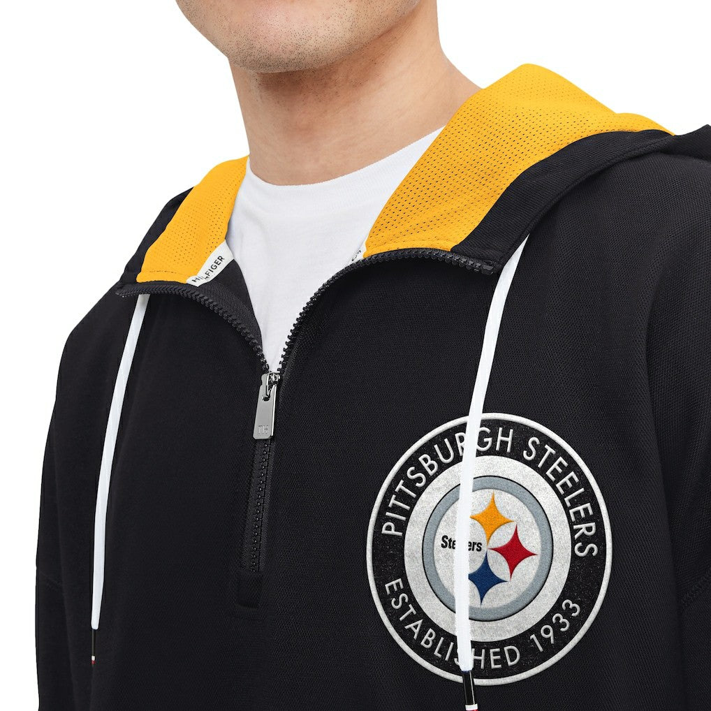 Pittsburgh Steelers Tommy Hilfiger Aaron Quarter-Zip Hoodie Black | NFL