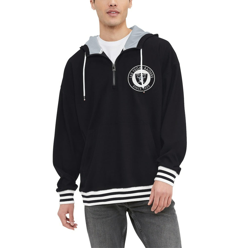 Las Vegas Raiders Tommy Hilfiger Aaron Quarter-Zip Hoodie Black | NFL