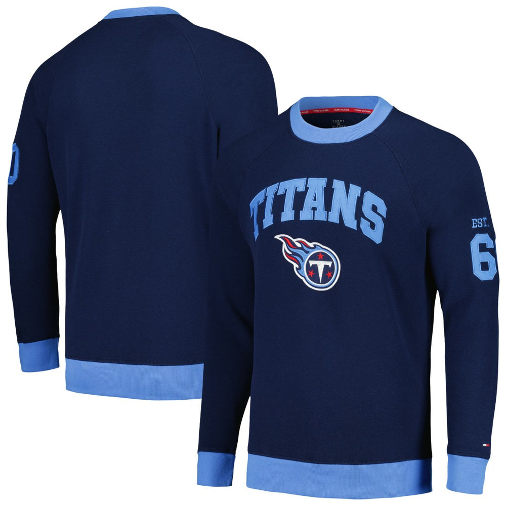 Tennessee Titans Tommy Hilfiger Reese Raglan Tri-Blend Pullover Sweatshirt Navy | NFL