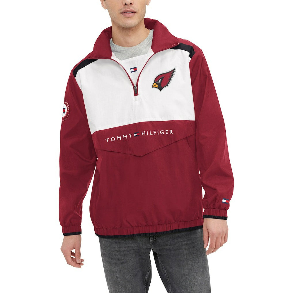 Arizona Cardinals Tommy Hilfiger Carter Half-Zip Hooded Top Cardinal/White | NFL