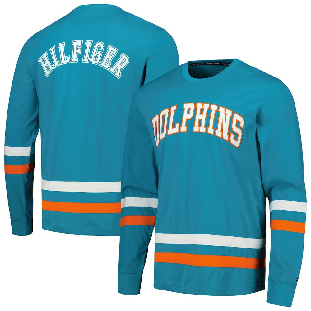 Miami Dolphins Tommy Hilfiger Nolan Long Sleeve T-Shirt Aqua/Orange | NFL