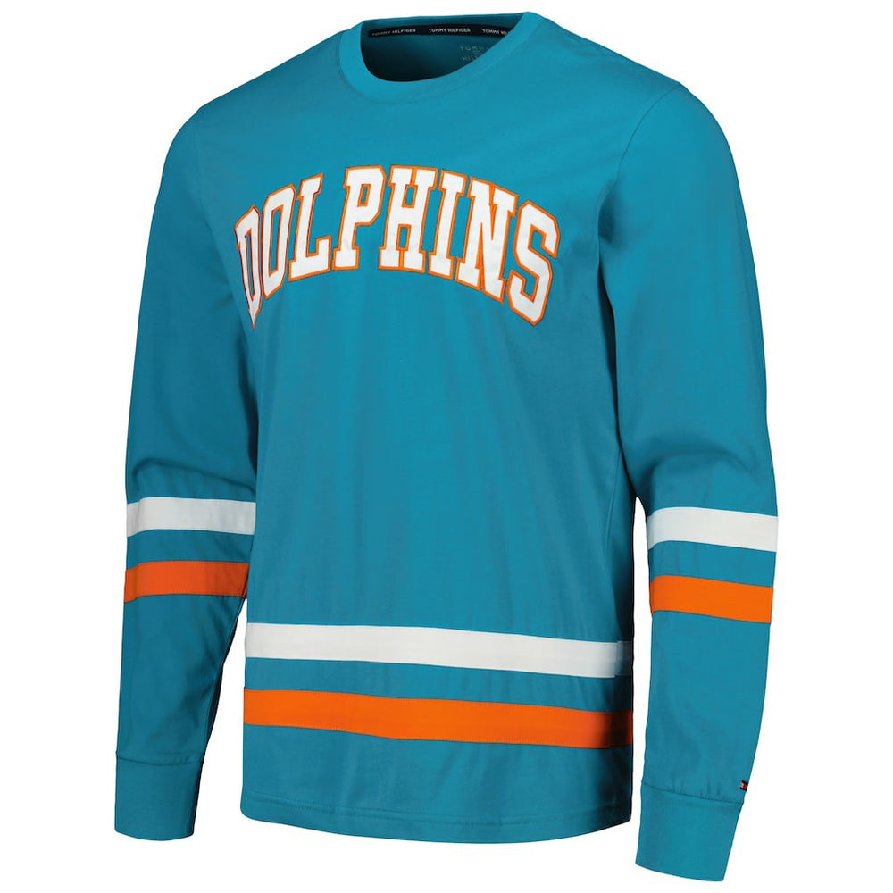 Miami Dolphins Tommy Hilfiger Nolan Long Sleeve T-Shirt Aqua/Orange | NFL