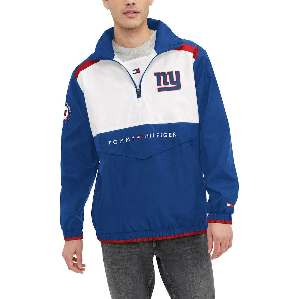 New York Giants Tommy Hilfiger Carter Half-Zip Hooded Top Royal/White | NFL