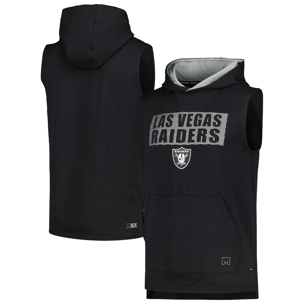 Las Vegas Raiders MSX by Michael Strahan Marathon Sleeveless Pullover Hoodie Black | NFL