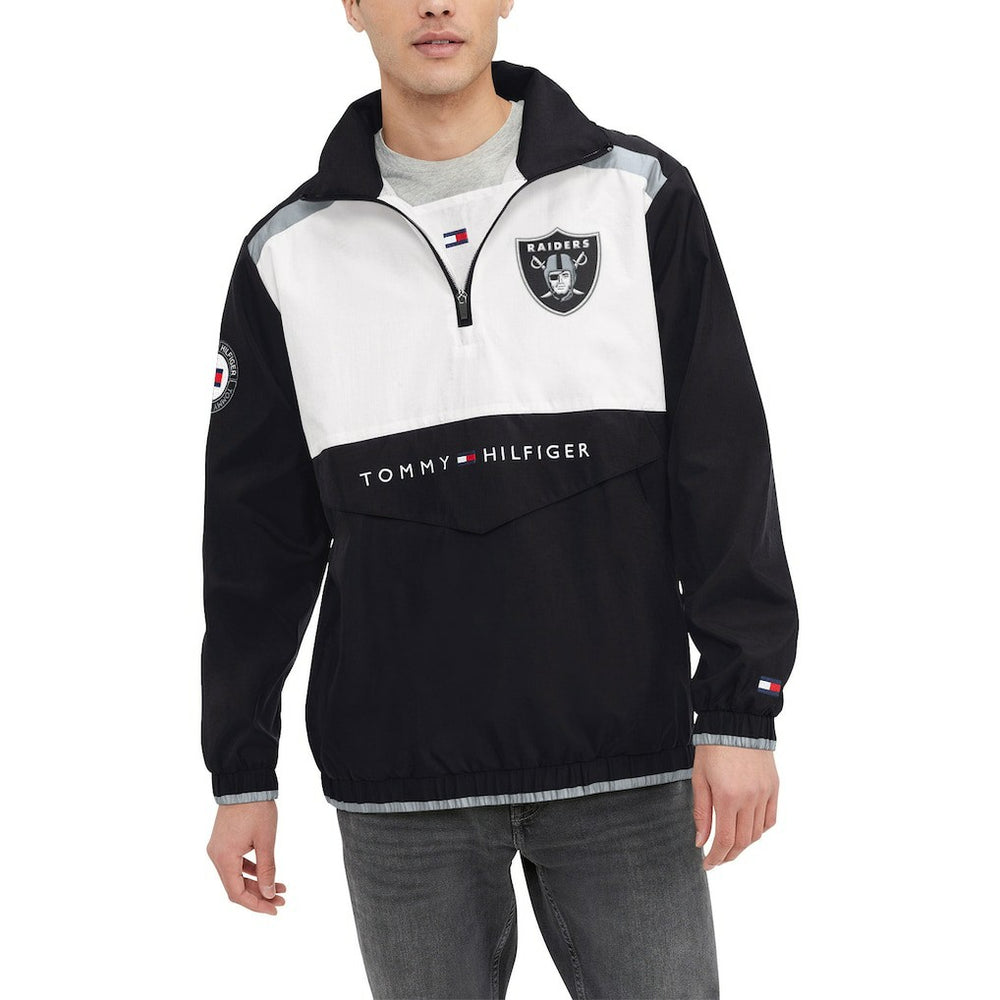 Las Vegas Raiders Tommy Hilfiger Carter Half-Zip Hooded Top Black/White | NFL