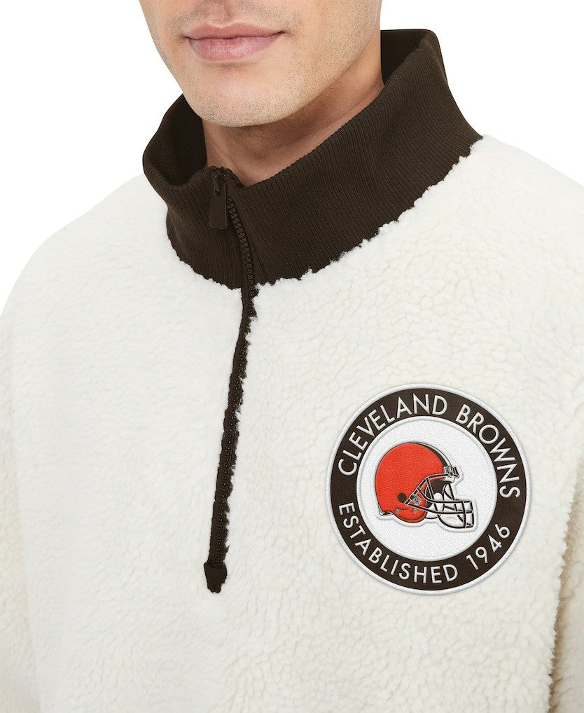 Cleveland Browns Tommy Hilfiger Jordan Sherpa Quarter-Zip Sweatshirt Cream | NFL