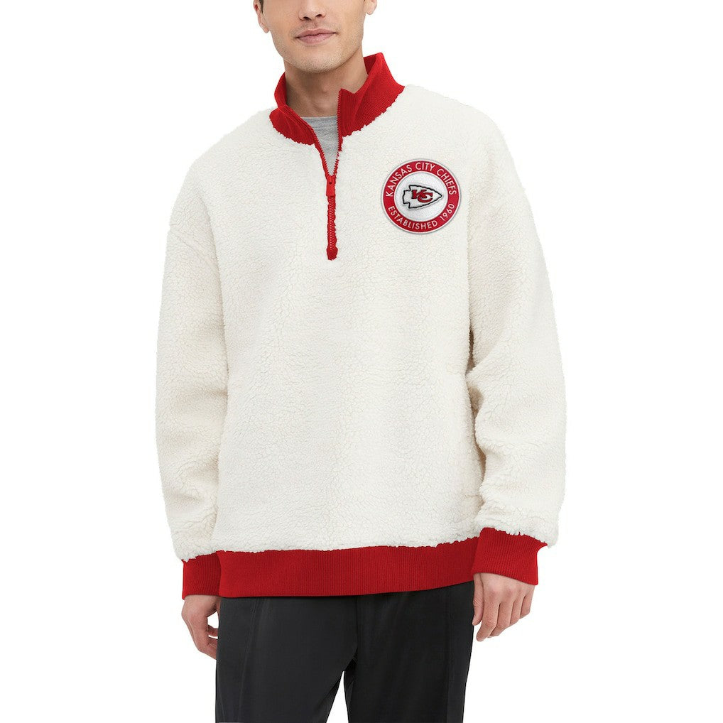 Kansas City Chiefs Tommy Hilfiger Jordan Sherpa Quarter-Zip Sweatshirt Cream | NFL