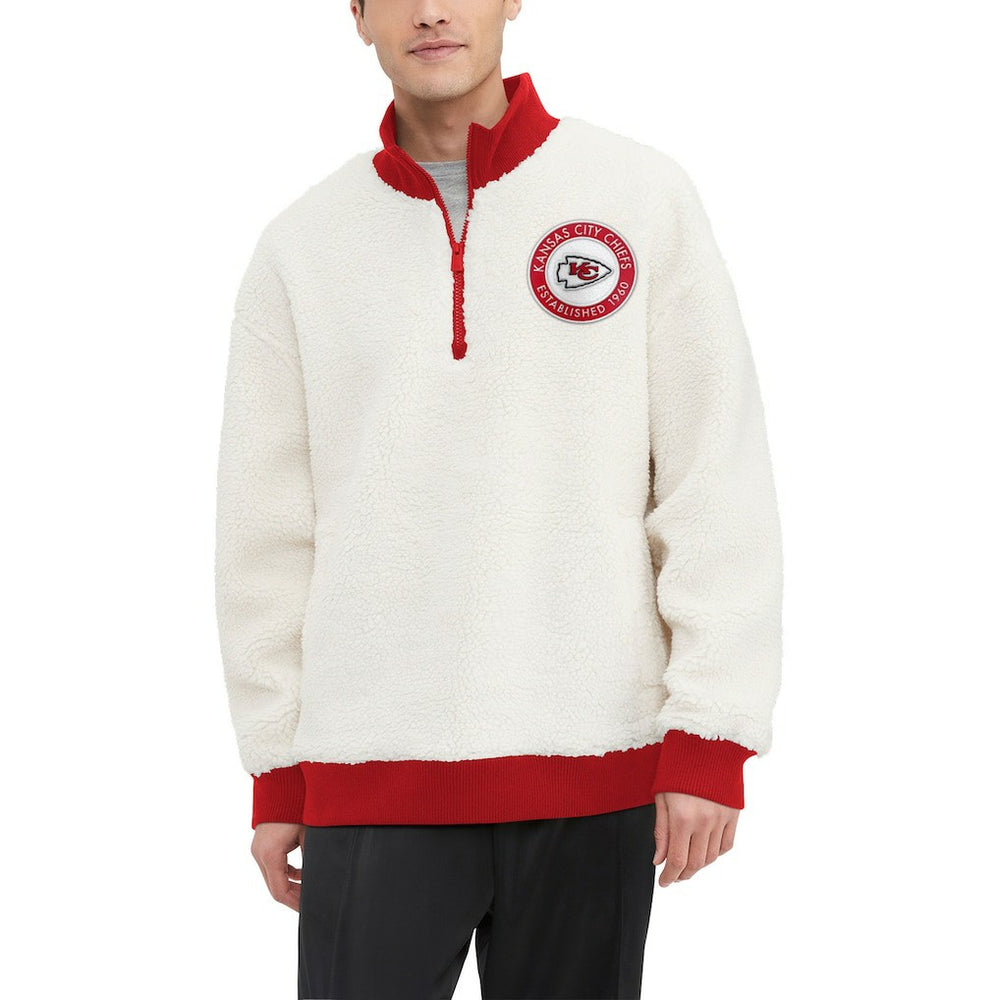 Kansas City Chiefs Tommy Hilfiger Jordan Sherpa Quarter-Zip Sweatshirt Cream | NFL