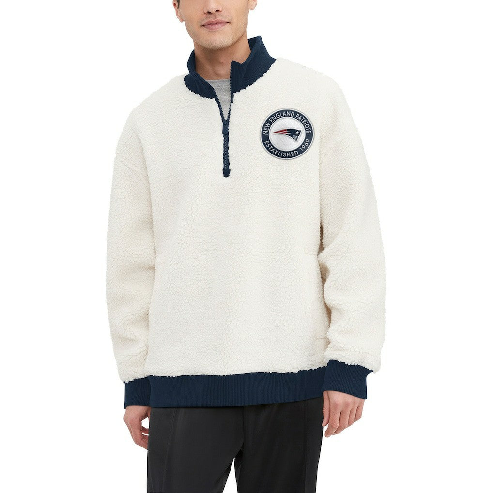 New England Patriots Tommy Hilfiger Jordan Sherpa Quarter-Zip Sweatshirt Cream | NFL