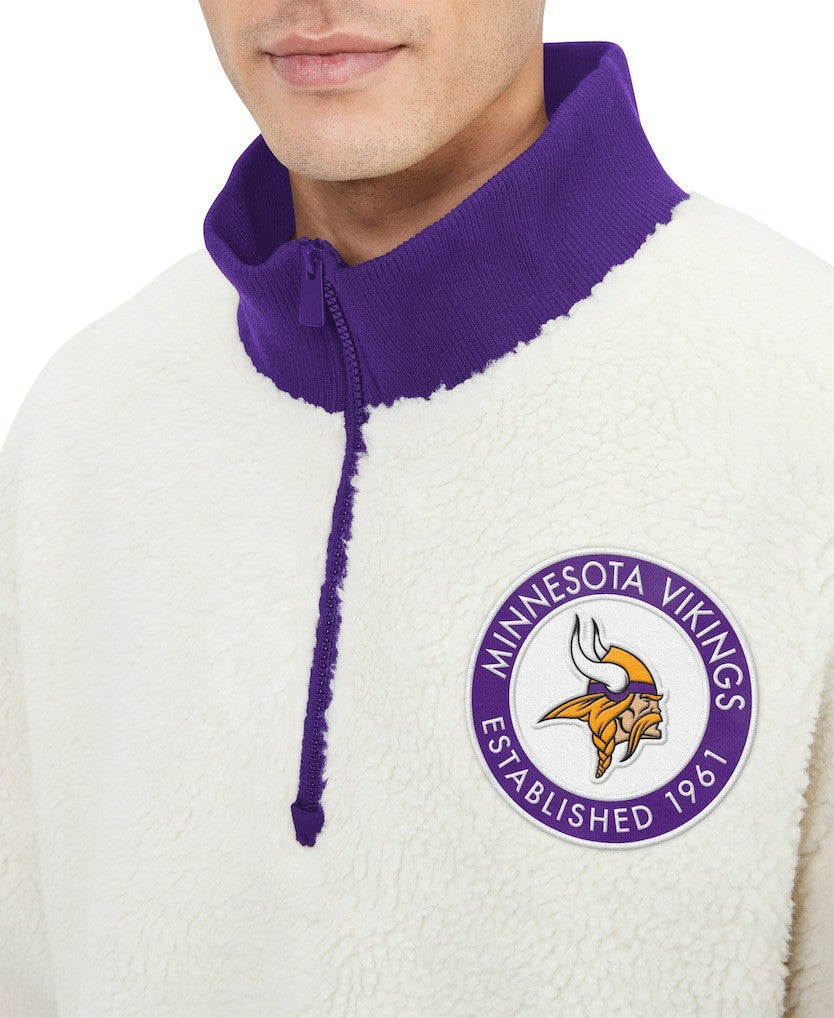 Minnesota Vikings Tommy Hilfiger Jordan Sherpa Quarter-Zip Sweatshirt Cream | NFL