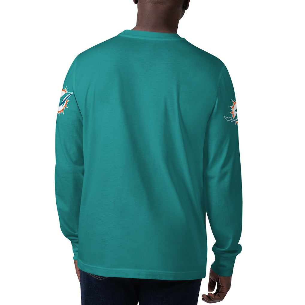 Miami Dolphins Starter Clutch Hit Long Sleeve T-Shirt Aqua | NFL