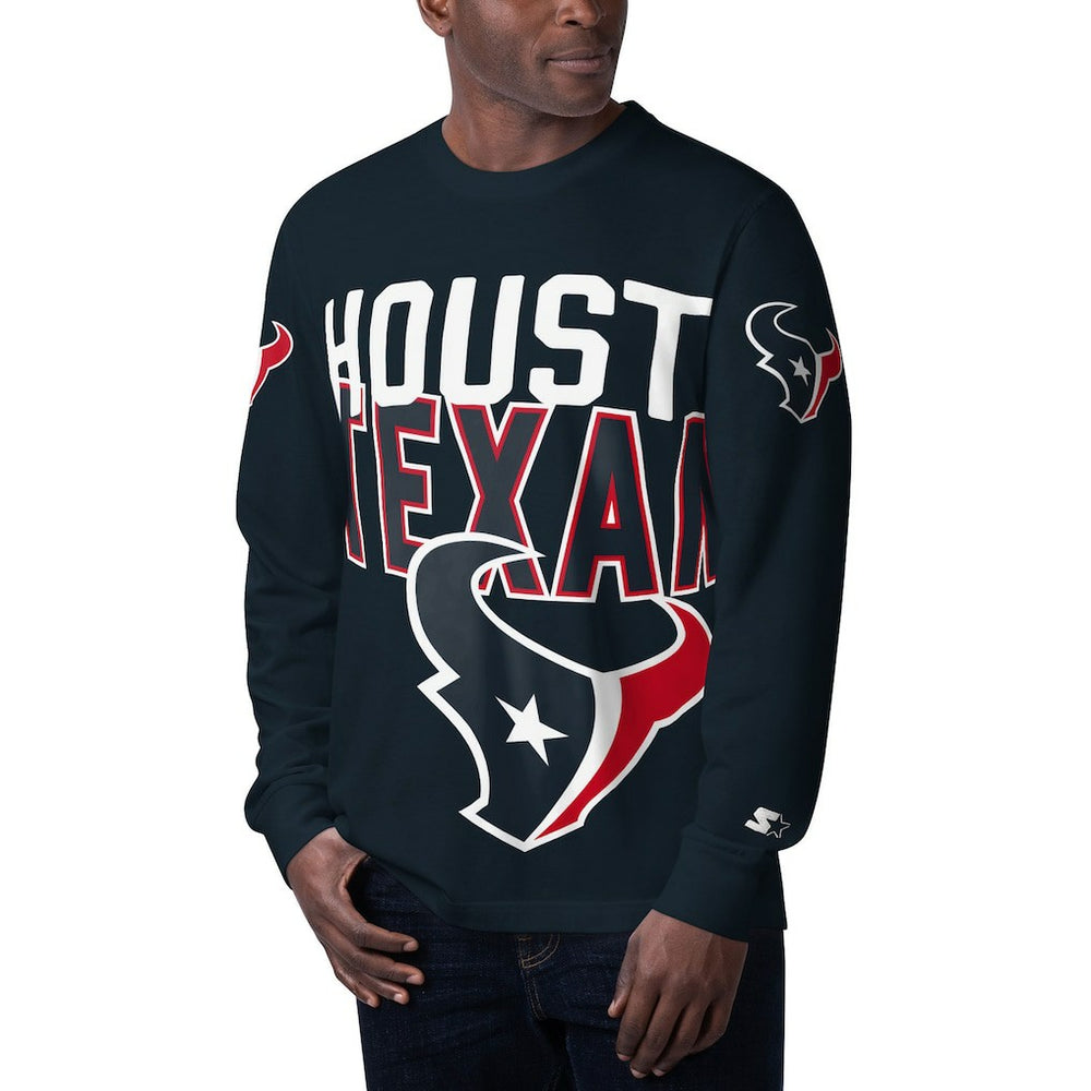Houston Texans Starter Clutch Hit Long Sleeve T-Shirt Navy | NFL