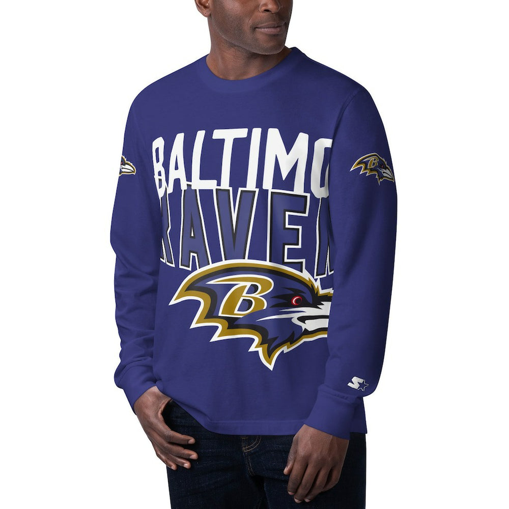 Baltimore Ravens Starter Clutch Hit Long Sleeve T-Shirt Purple | NFL