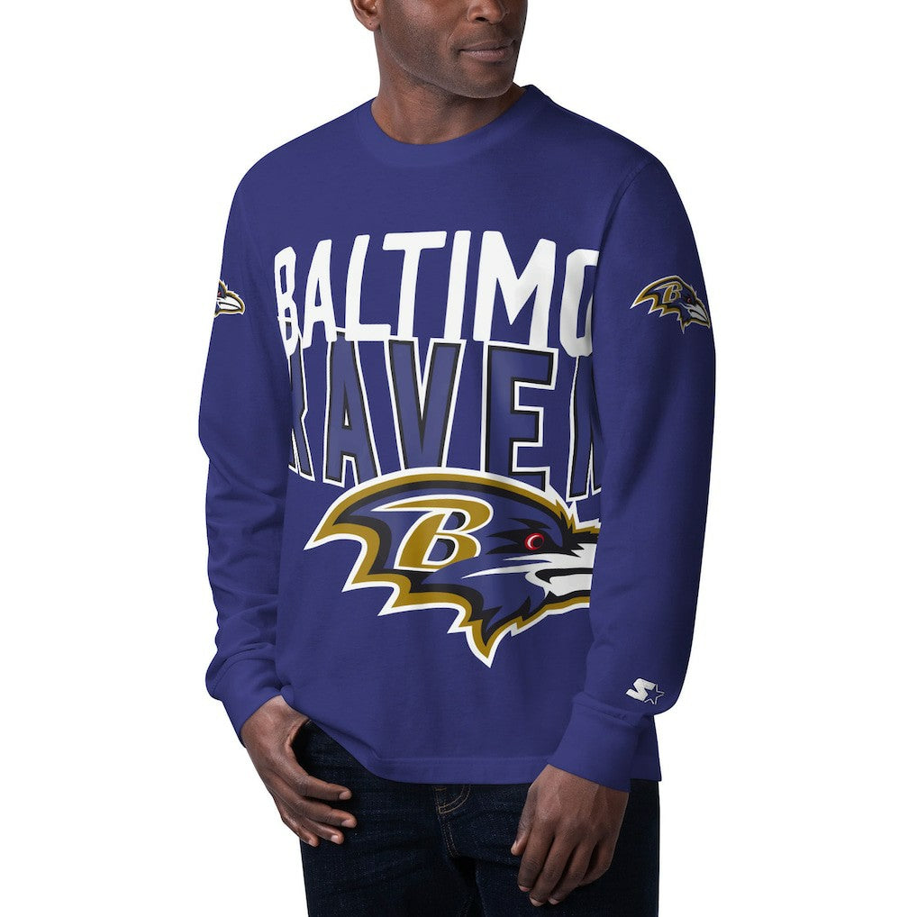 Baltimore Ravens Starter Clutch Hit Long Sleeve T-Shirt Purple | NFL
