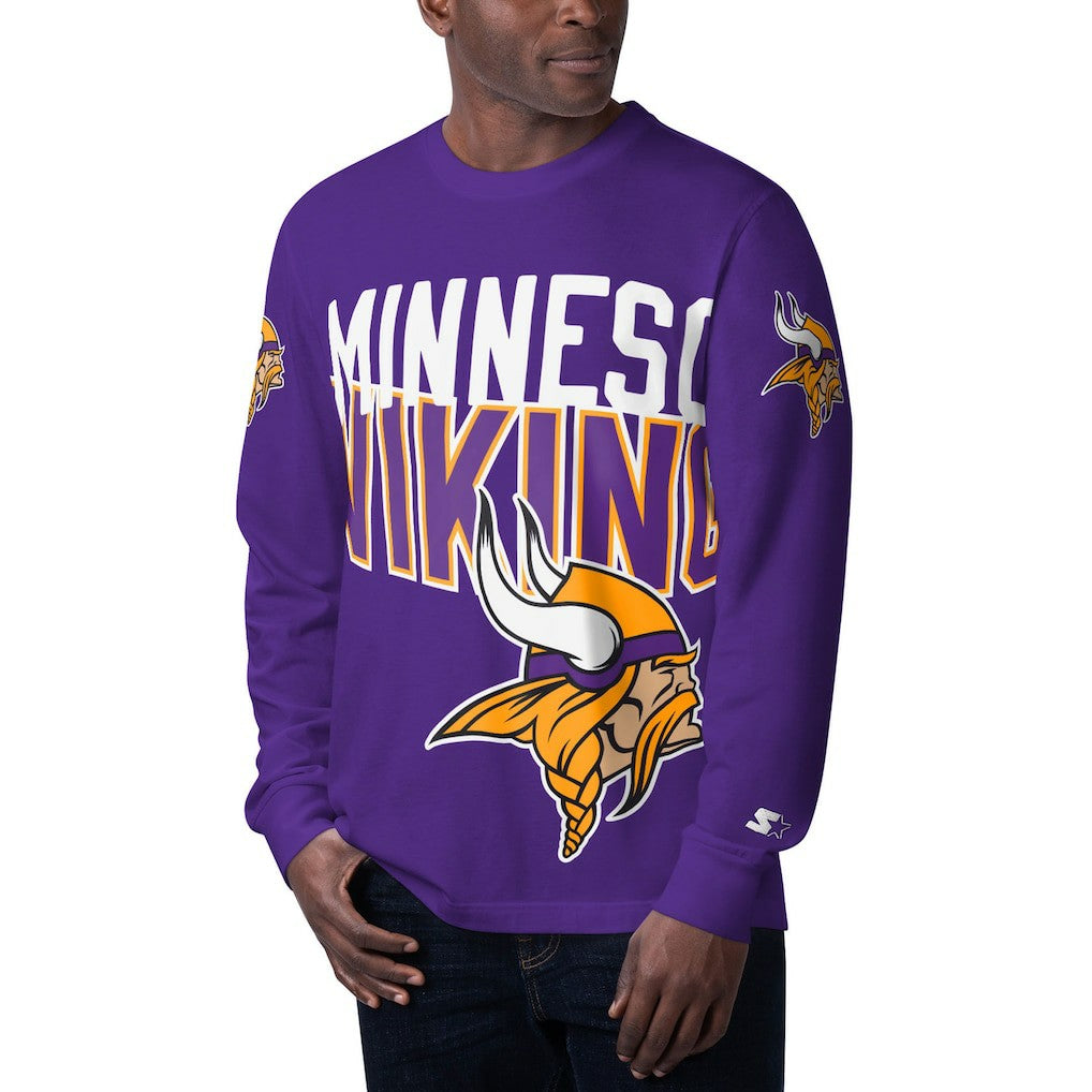 Minnesota Vikings Starter Clutch Hit Long Sleeve T-Shirt Purple | NFL