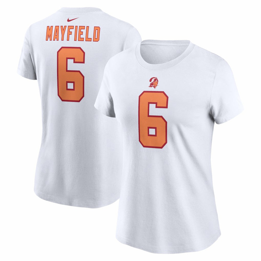 Baker Mayfield Tampa Bay Buccaneers Women's Name & Number T-Shirt White | Nike for Sale
