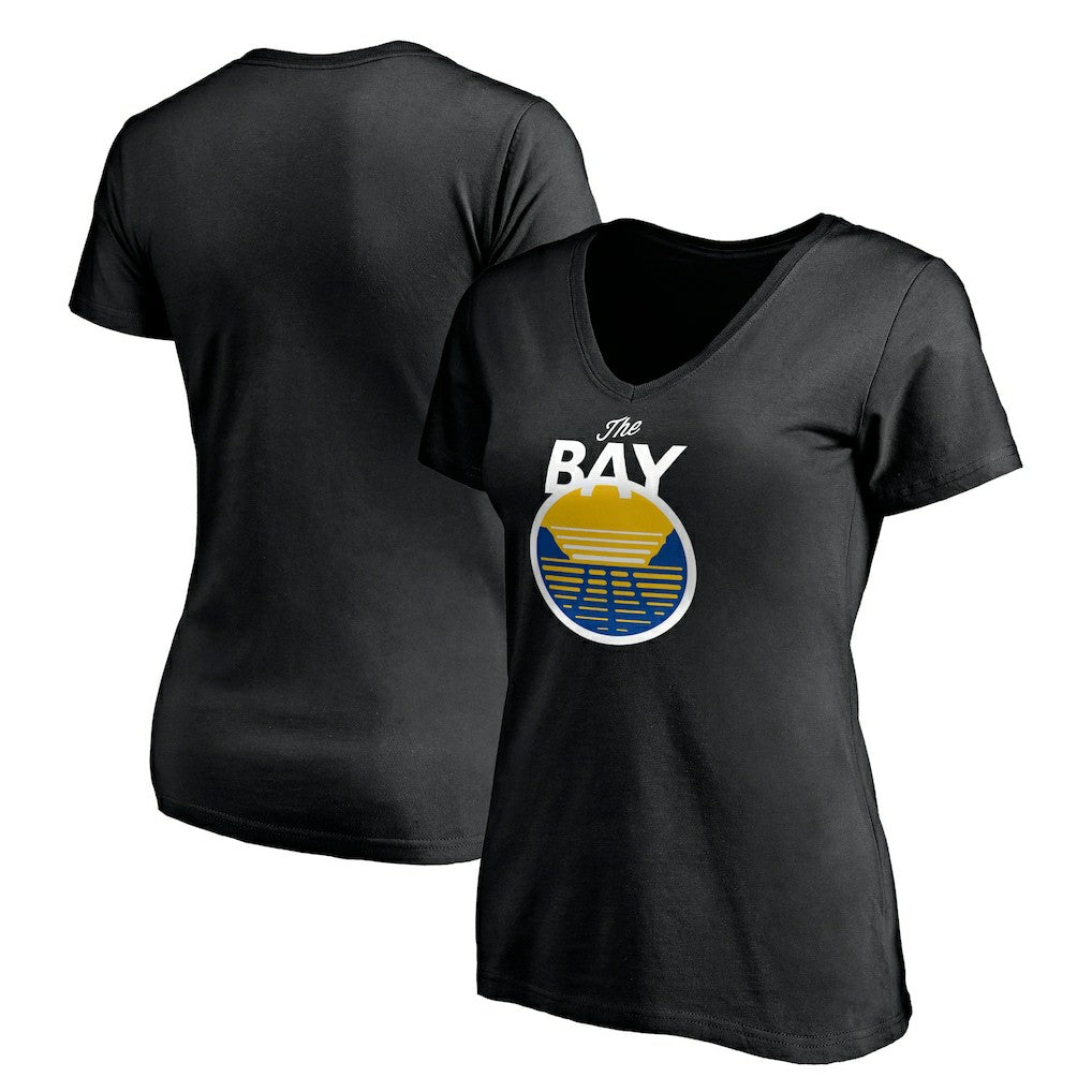 Golden State Warriors Women's Primary Logo V-Neck T-Shirt Black - NBA