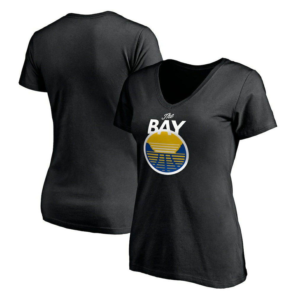 Golden State Warriors Women's Primary Logo V-Neck T-Shirt Black - NBA