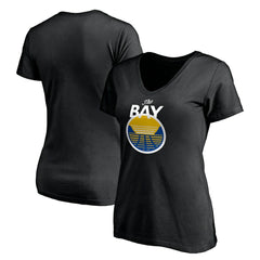 Golden State Warriors Women's Primary Logo V-Neck T-Shirt Black - NBA