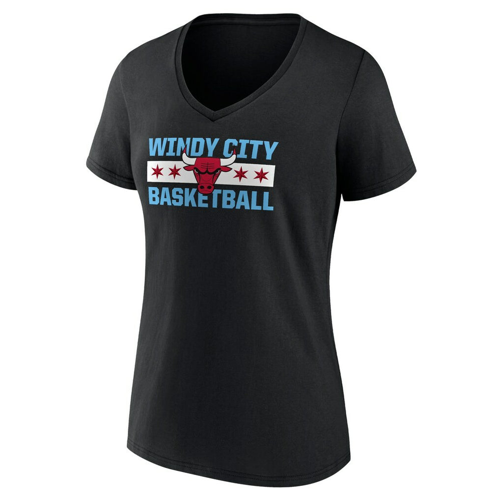 Chicago Bulls Women's Hometown Collection Windy City V-Neck T-Shirt Black - NBA