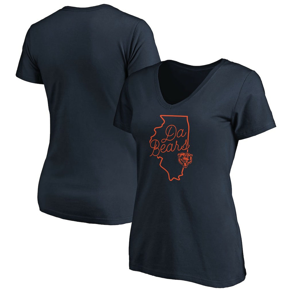 Chicago Bears Women's Script V-Neck T-Shirt Navy | NFL