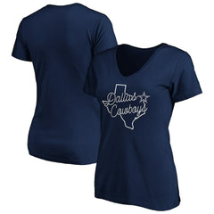 Dallas Cowboys Women's Script V-Neck T-Shirt Navy | NFL